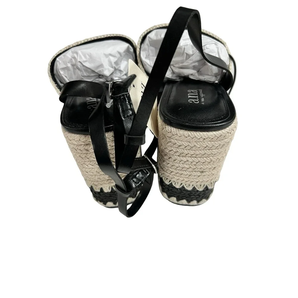 NEW a.n.a Shore Wedge Judge Sandals‎ Black & Beige Size 10